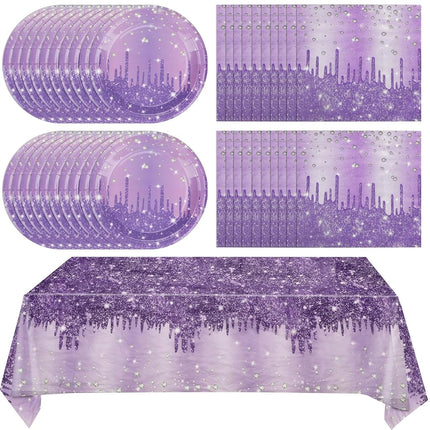 41Pcs Purple Birthday Party Decorations, Happy Bir