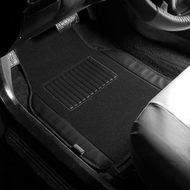 Alfombrillas para coche FH Group - Alfombrillas de moqueta para coche, alfombrillas universales para coche, alfombrillas multiuso para coche, alfombrilla protectora de moqueta para la mayoría de sedanes, SUV, camiones, alfombrillas negras
