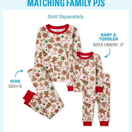 The Children's Place Baby and Kids, Sibling Matching, Holiday Pajama Sets, Cotton, Gingerbread Cookie, 12