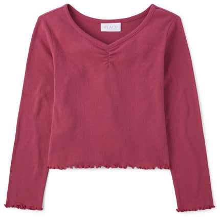 The Children's Place Girls' Basic Long Sleeve V-Ne