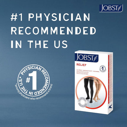 JOBST Relief Knee High 15-20 mmHg Compression Stockings, Open Toe, Large, Beige