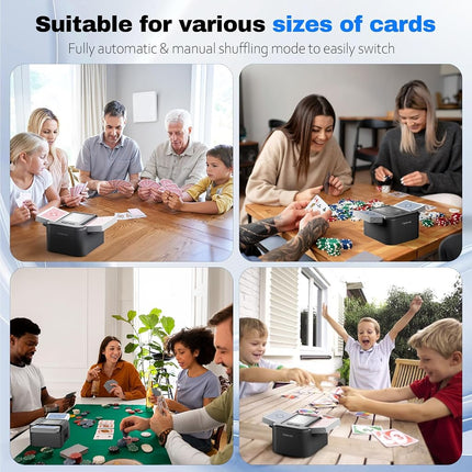 Automatic Card Shuffler for 1–2 Decks, Rechargeable Quiet Electric Card Shuffling Machine with USB-C, Dual Mode Auto Shuffler for UNO, Poker, Blackjack, Texas Hold’em, Portable for Home,Party,Travel