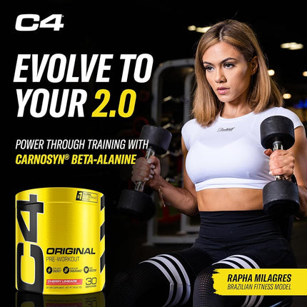 C4 Original Pre Workout Powder Cherry Limeade | Vitamin C for Immune Support | Sugar Free Preworkout Energy for Men & Women | 150mg Caffeine + Beta Alanine + Creatine | 30 Servings