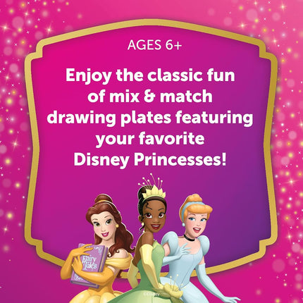 PlayMonster Fashion Plates Disney Princess – Mix-and-Match Drawing Kit, Arts and Crafts, Coloring, Art Supplies, Craft Supplies, Stencils, Crayons Included, Create Your Own Designs, Ages 6+