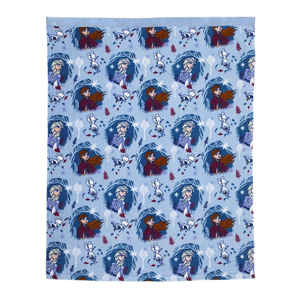 Disney Frozen 2 Reversible Dual Sided Super Soft Fleece Toddler Blanket, 40" x 50" Featuring Anna, Elsa & Olaf, Magical Journey, White, Light Blue, Lavender and Teal