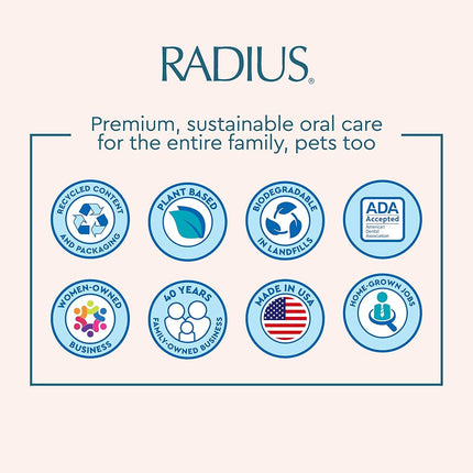 RADIUS Toothbrush Big Brush with Replaceable Head, Right Hand, Soft in Coral Sparkle, BPA Free and ADA Accepted, Designed to Improve Gum Health and Reduce The Risk of Gum Disease