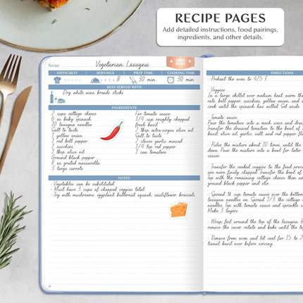 Legend Recipe Book, Blank Food Cook Journal, 18x25.5cm, Periwinkle