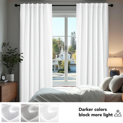 Deconovo Long Back Tab Curtains for Sliding Door - Back Tab and Rod Pocket Curtain Drapes for Hall Room, 42x108 Inch, White, 2 Panels