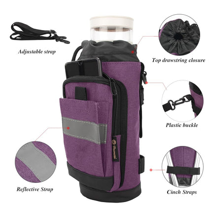 Crutch Bag Lightweight Crutch Accessories Storage Pouch with Reflective Strap and Front Zipper Pocket for Universal Crutch Bag to Keep Item Safety (Purple)