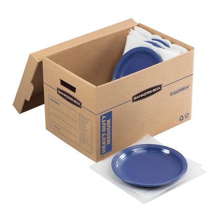 Bankers Box Kitchen Kit Moving Box 1 Pack, Dividers and Cushions, Reinforced Handles, Tape-Free Assembly, Box with Lid, 15-in x 12-in x 10-in (7710701)