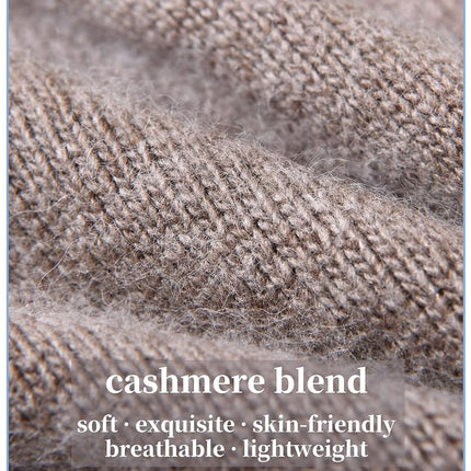jaxmonoy Bonnets slouchy en cachemire pour femmes, hiver léger, bonnet tricoté en laine pour filles, bonnet slouch doux et chaud avec revers, marron, M