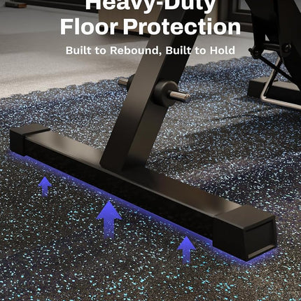 AIRHOP 1.4 cm Thick Exercise Equipment Mats, 2.16 m², 6 Tiles with Upgraded Rubber Top and High-Density EVA Foam, Large Interlocking Puzzle Gym Flooring for Home Gym, Heavy-Duty Workout, 60 x 60 cm