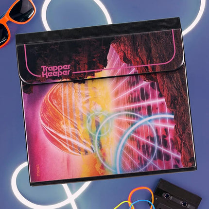 Mead Trapper Keeper Binder, Retro Design, 1" Binder Includes 2 Folders and Extra Pocket, Metal Rings and Spring Clip, Secure Storage, Glow, School Supplies (260038FM-ECM)