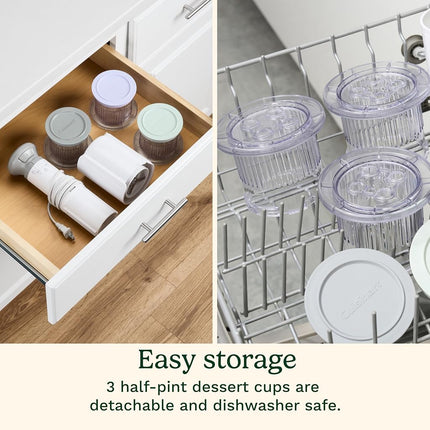 Cuisinart FastFreeze 5-in-1 Ice Cream, Sorbet, Milkshakes, Slushies and Mix-In Frozen Dessert Maker, Compact Machine, Easy to Use, Includes 3 Mixing Cups with Lids, ICE-FD10