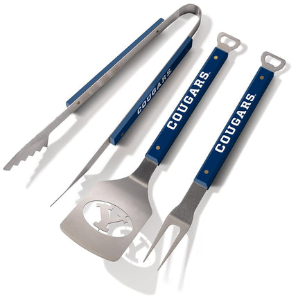 YouTheFan 5021589 NCAA BYU Cougars Spirit Series 3-Piece BBQ Set, 22" x 9", Team Colors