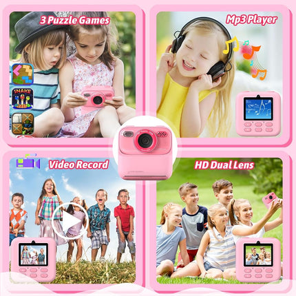 Upgrade Kids Camera Instant Print for Boys and Girls, 1080P HD Dual-Lens Selfie Digital Camera with Print Paper & 32G Card, Christmas Birthday Gifts Toys for Toddler and Teenagers Age 3-16 Years Old