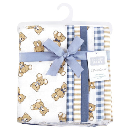 Hudson Baby Lot de 7 langes en flanelle pour bébé unisexe, motif ours gentleman, taille unique