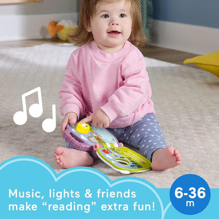 Fisher-Price Baby Toy Purple Monkey Musical Storybook with Lights & Sounds for Infants & Toddlers Ages 6+ Months, JFC75