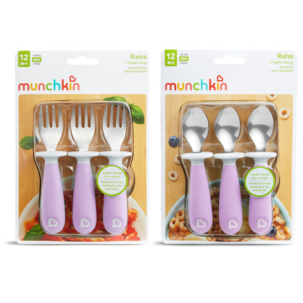 Munchkin Cuillères et fourchettes pour tout-petits, lot de 6, violet (lot de 1)