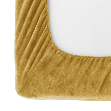 Parure de draps 4 pièces en velours doux et luxueux, qualité supérieure, douce et chaude, antistatique, anti-boulochage, en flanelle de velours polaire avec poches profondes – Twin XL, Doré