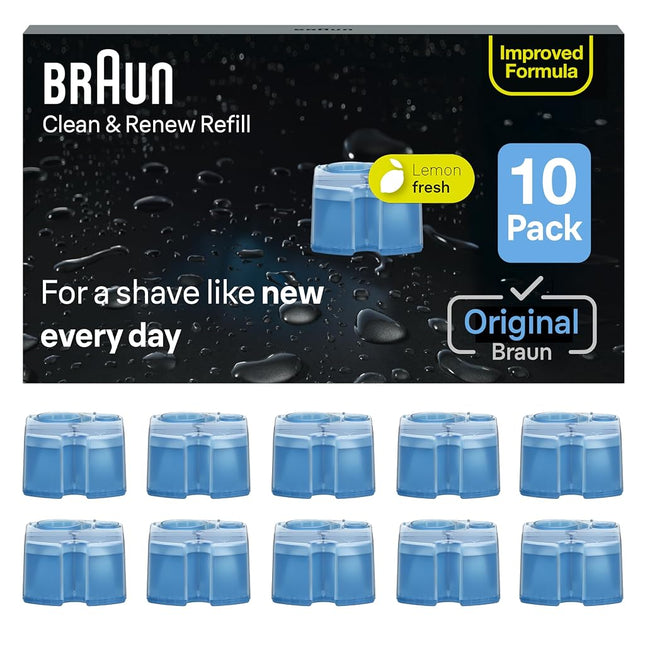 Braun Clean & Renew Refill Cartridges CCR, Replacement Shaver Cleaner Solution for Clean&Charge Cleaning System, Pack of 10
