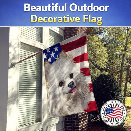Caroline's Treasures CK6581CHF Japanese Spitz American Flag Flag Canvas House Size, Large, multicolor