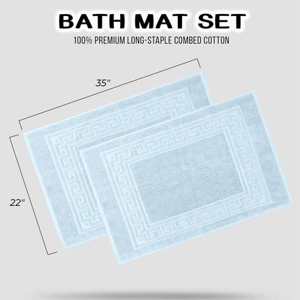 Tapis de bain Superior en 100 % coton peigné longues fibres de qualité supérieure, ensemble de 2 tapis de bain, bleu clair