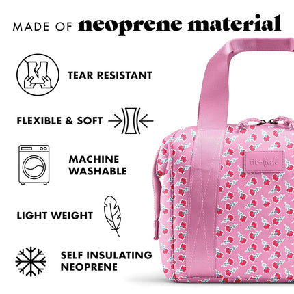 Fit & Fresh Neoprene Lunch Bag For Women, Insulated Womens Lunch Bag For Work, Tear & Stain Resistant Large Lunch Box For Women With Containers and Ice, Machine Washable Remi Bag, Sweet Pink Block