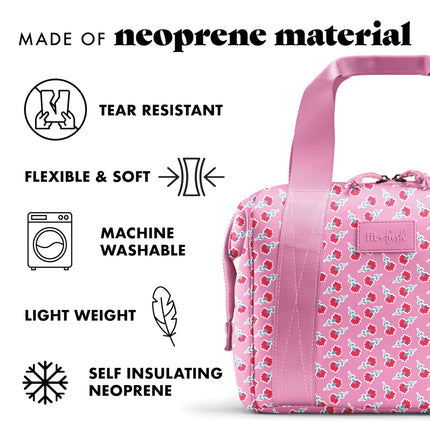 Fit & Fresh Neoprene Lunch Bag For Women, Insulated Womens Lunch Bag For Work, Tear & Stain Resistant Large Lunch Box For Women With Containers and Ice, Machine Washable Remi Bag, Sweet Pink Block