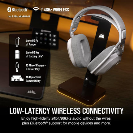 Corsair HS80 MAX WIRELESS Multiplatform Gaming Headset with Bluetooth – Dolby Atmos – Broadcast Quality Microphone – iCUE Compatible – PC, Mac, PS5, PS4, Mobile – White