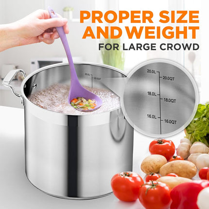 NutriChef Stainless Steel 18L Stock Pot with Lid, Extra Large Cooking Soup Pot, Heavy Duty Induction Stockpot for Bulk Cooking
