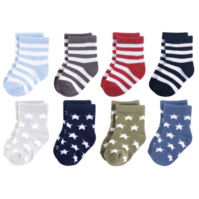 Luvable Friends Baby Basic Socks, Black and Blue S