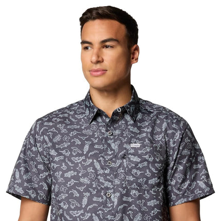 Columbia Men's PFG Super Slack Tide Camp Shirt, Shark Texas Time, 3X Tall