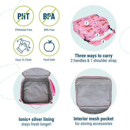 Wildkin Kids ECO rPET Insulated Lunch Box – Keeps Food Hot or Cold, Easy-Clean Lining, Mesh Pockets & BPA-Free – Boys & Girls, Ideal for School, Travel & Daycare – Horses