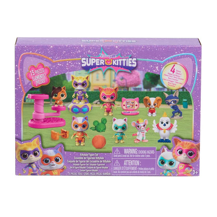 Disney Jr. SuperKitties Kittydale Figure Set with Accessories, 15-Pieces, Collectible Figurines, Amazon Exclusive, Toy for Fans, Girls, Kids, Ages 3 and Up by Just Play