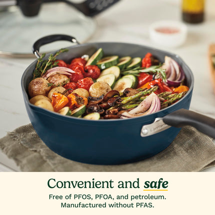 Cuisinart Série de 4 casseroles préférées - Vert sauge (Poêle multifonction 4,5 L avec couvercle, Cuiseur vapeur, Spatule ajourée)
