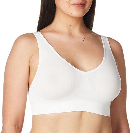 Hanes Women's Wireless, Cozy Full-Coverage Pullover, Seamless T-Shirt Bra, Opaque, White, XXL