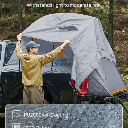 JoyTutus Pickup Truck Tent, Waterproof PU2000mm Double Layer for 2 Person, Portable Truck Bed Tent, 5.5'-6' Camping Preferred - Orange