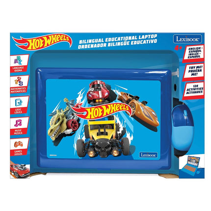Lexibook Hot Wheels JC598HWi2 Bilingual Educational Toy for Kids with 124 Activities for Learning, Playing Games and Music Blue