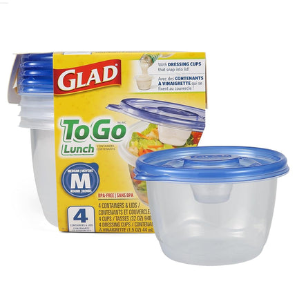 Glad Food Storage Containers, To Go Lunch, 32 Ounce, 4 Count