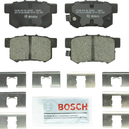 BOSCH BC537 QuietCast Premium Ceramic Disc Brake Pad Set - Compatible with Select Acura CL, CSX, ILX, RSX, TL, TSX, Vigor; Honda Accord, Civic, CR-Z, Prelude, S2000; Suzuki Kizashi, SX4; REAR