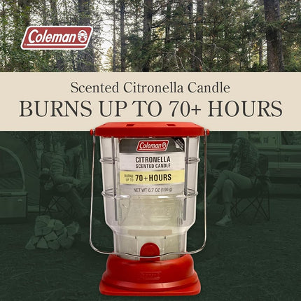 Linterna de vela Coleman para exteriores de más de 70 horas - Diseño clásico, fácil de transportar y colgar, tiempo de combustión prolongado - Esencial para camping, picnics y ambiente de patio - 6.7 oz, Rojo