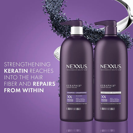 Nexxus Keraphix Shampoo and Conditioner - Damaged Hair Treatment System with Keratin Protein and Black Rice, 2 Count & 3 Repair Masks Treatment, 33.8 oz, 1.5 oz, 3 Count, 5 Count (Pack of 1)