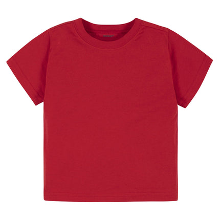Gerber Baby Toddler 5-Pack Solid Short Sleeve T-Shirts Jersey 160 GSM, Red, 3T