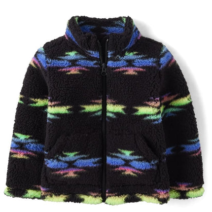 The Children's Place - Blouson doublé en sherpa pour bébé fille et tout-petit, Hiver arc-en-ciel, 18-24 mois
