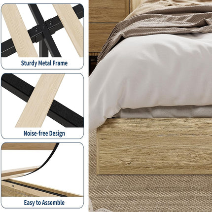 GarveeHome Wood Platform Bed Frame,Wooden Bed Frame Without Headboard, Wood Slat Support,No Box Spring Needed, Easy Assembly (Burlywood, Queen (U.S. Standard))
