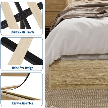 GarveeHome Wood Platform Bed Frame,Wooden Bed Frame Without Headboard, Wood Slat Support,No Box Spring Needed, Easy Assembly (Burlywood, Queen (U.S. Standard))