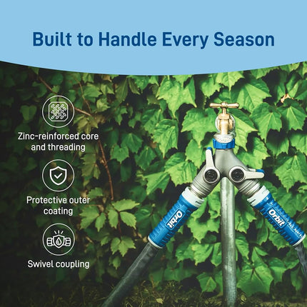 Orbit XL 2-Way Garden Hose Splitter – Dual Valves, Heavy-Duty Zinc Y Connector, Easy-Grip Lever Shut-Off 28294