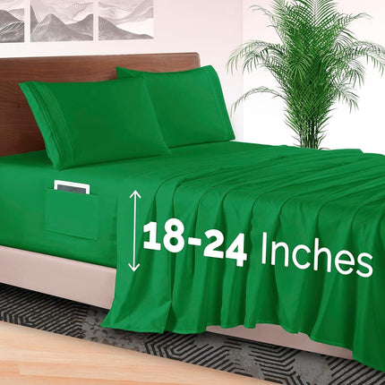 Elegant Comfort 4-Piece Bed Sheet Set - Luxury Bedding 1500 Premium Hotel Quality Microfiber, All Around Elastic 18-24 Inches Deep Fitted Sheet- Extra Deep Pocket Sheets, King, Emerald Green