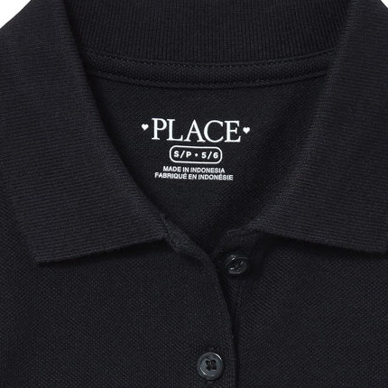 Polo piqué à manches courtes The Children's Place pour fille, noir, petite taille